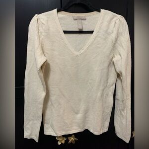 Banana Republic Cream Long Sleeve Top size Large Neutral knits Scandigirl